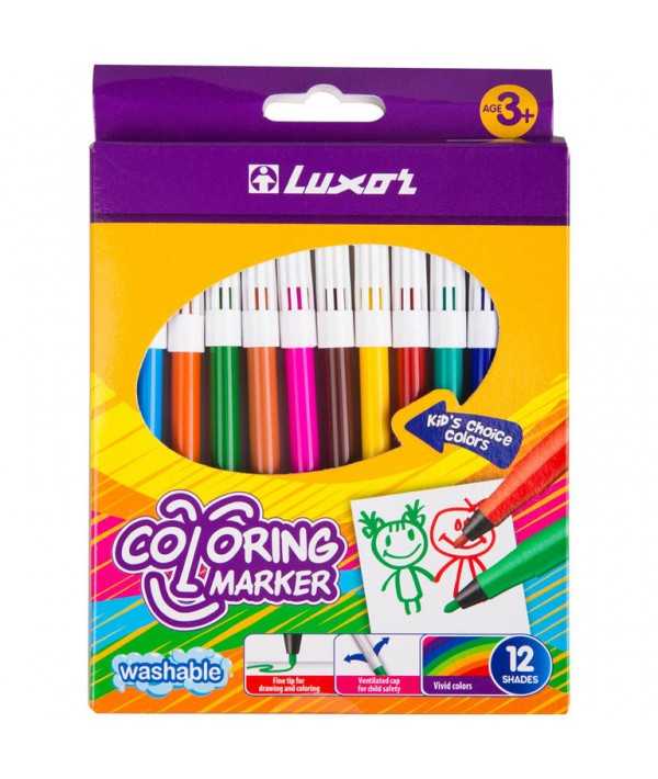 Feutre Coloring Marker luxor , boîte de 12 علبة اقلام لبدية من النوع الجيد